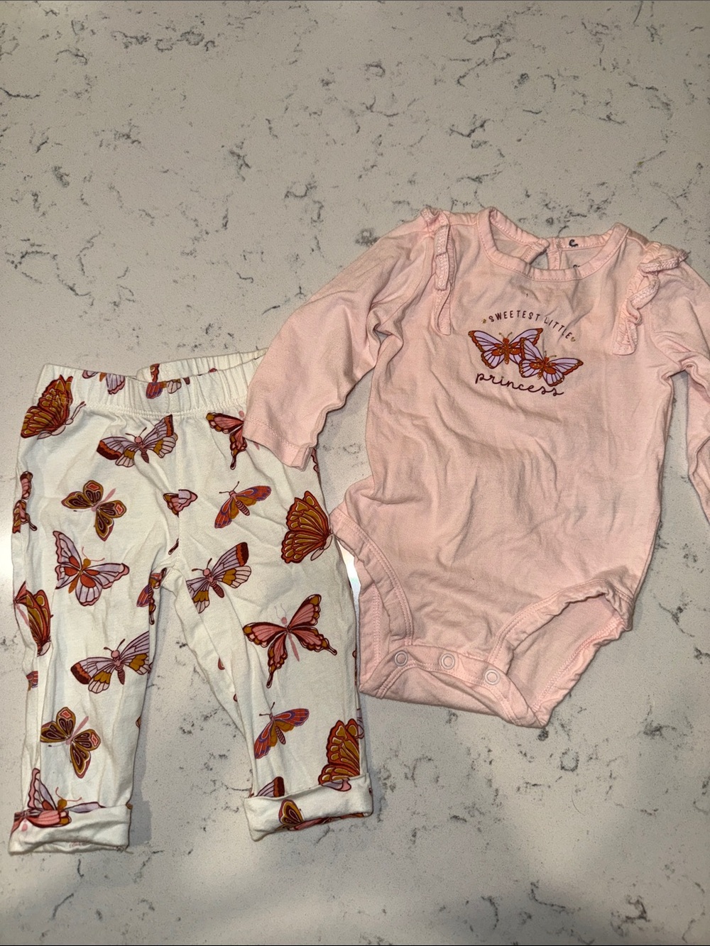 Carter's Pink Butterfly Bodysuit and White Butterfly Leggings